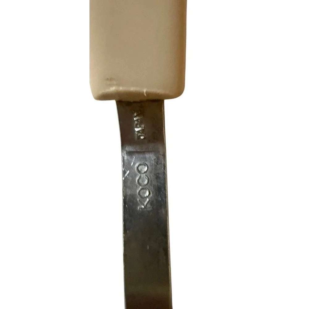 Vintage KOCO Stainless Slotted Spatula Flipper  w/Cream Plastic Handle 10